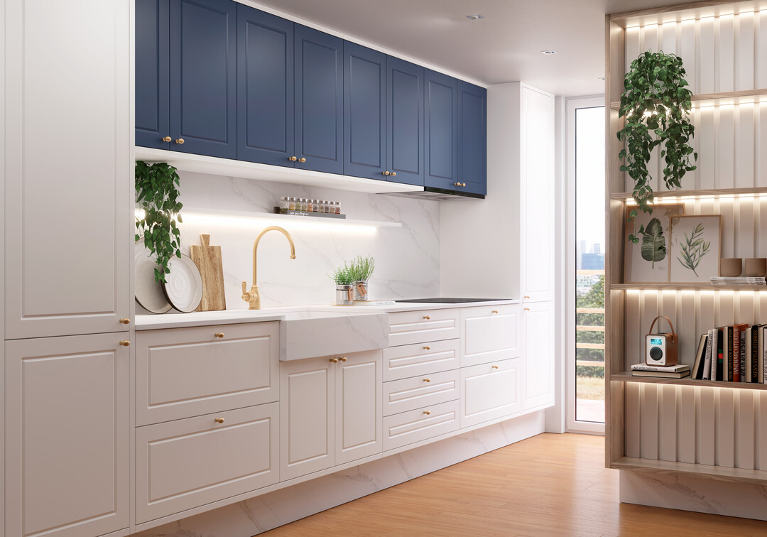 Cópia de 1740401520761-Cena 298_Cozinha Azul_CC Branco BP_FR Branco PET e Azul PET_Prateleiras Savana BP_PX Ponto Nassau Dourado